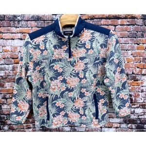 Chubbies Boomshakalaka Tropical Floral Quilted Pullover Mens XXL Blue Floral
